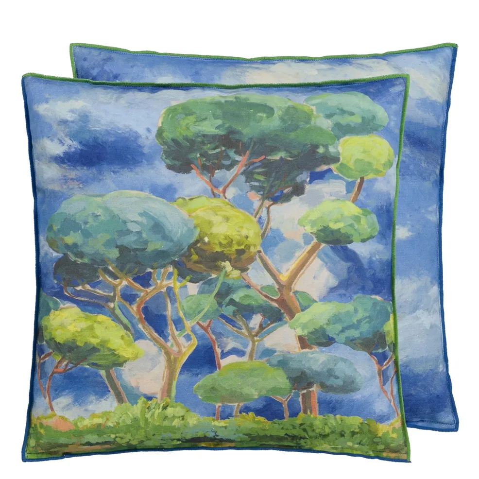 Matsu Cobalt Cushion | Abstract Oriental Pine Tree Print