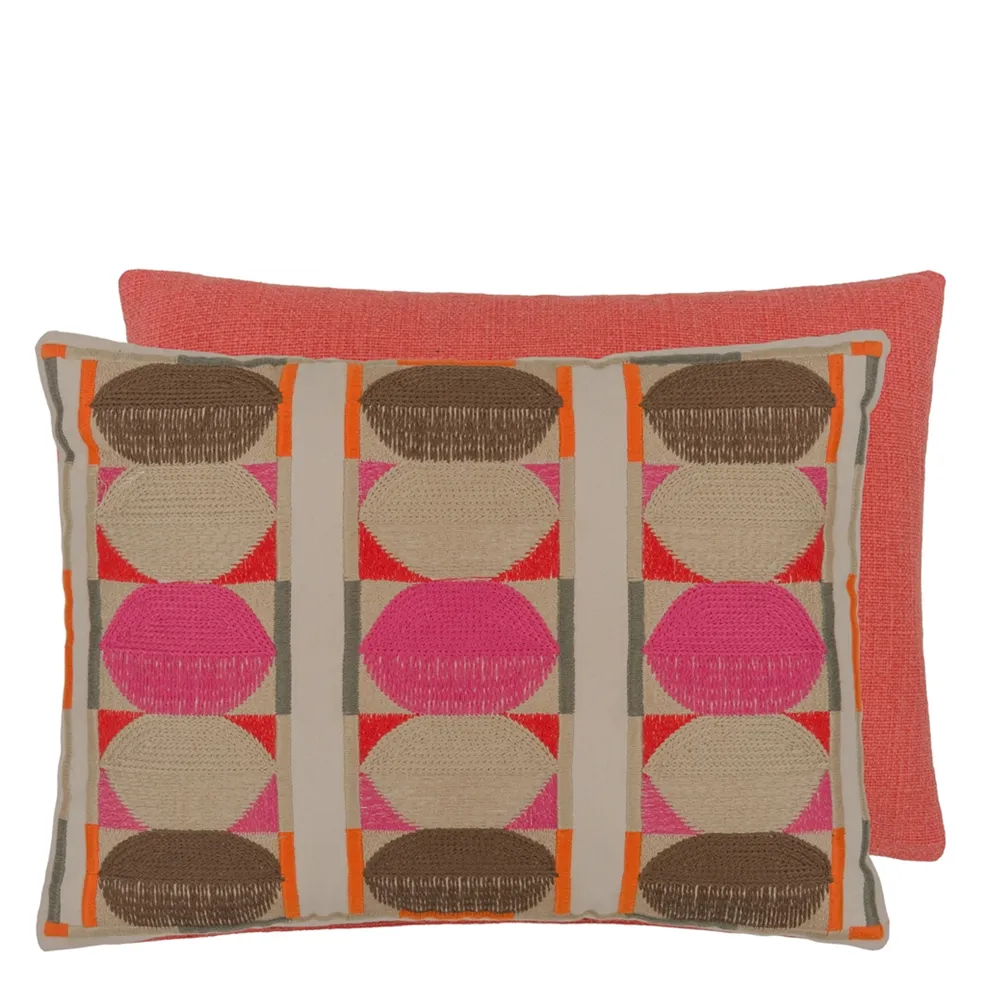 Kushime Embroidered Cushion | Graphic Pattern in Emerald Green