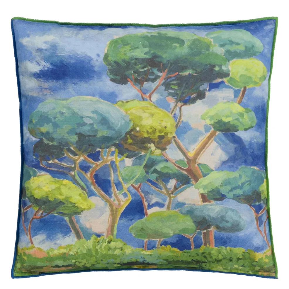 Matsu Cobalt Cushion | Abstract Oriental Pine Tree Print