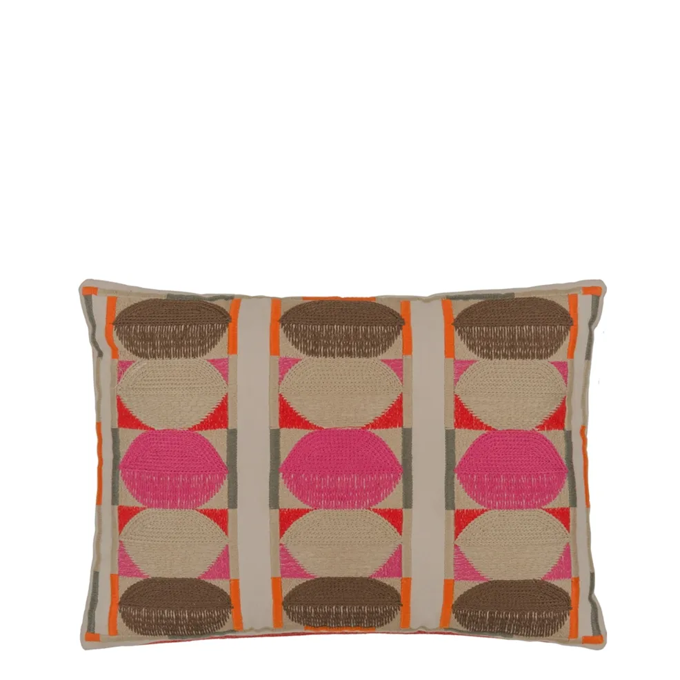 Kushime Embroidered Cushion | Graphic Pattern in Emerald Green