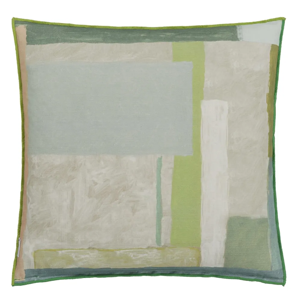 Celadon Vase Cushion | Painterly Vase of Garden Flowers