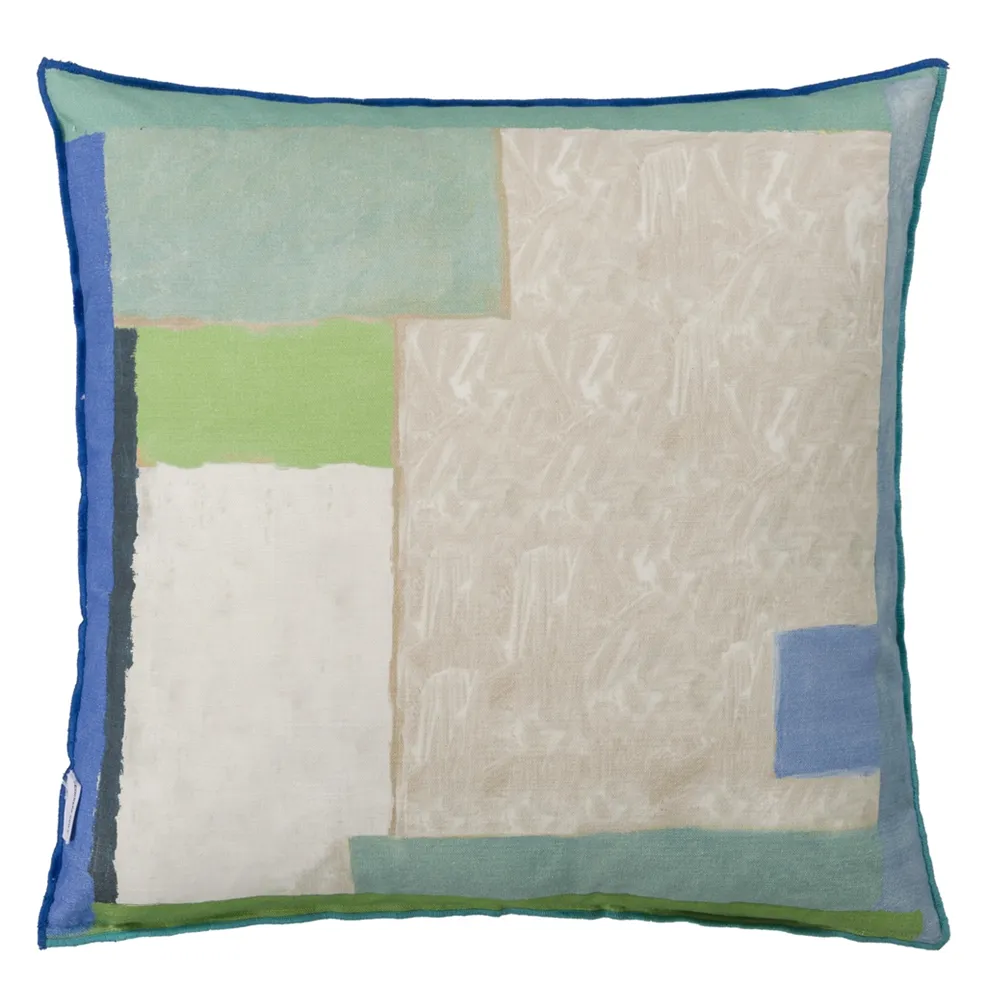 Celadon Vase Cushion | Painterly Vase of Garden Flowers