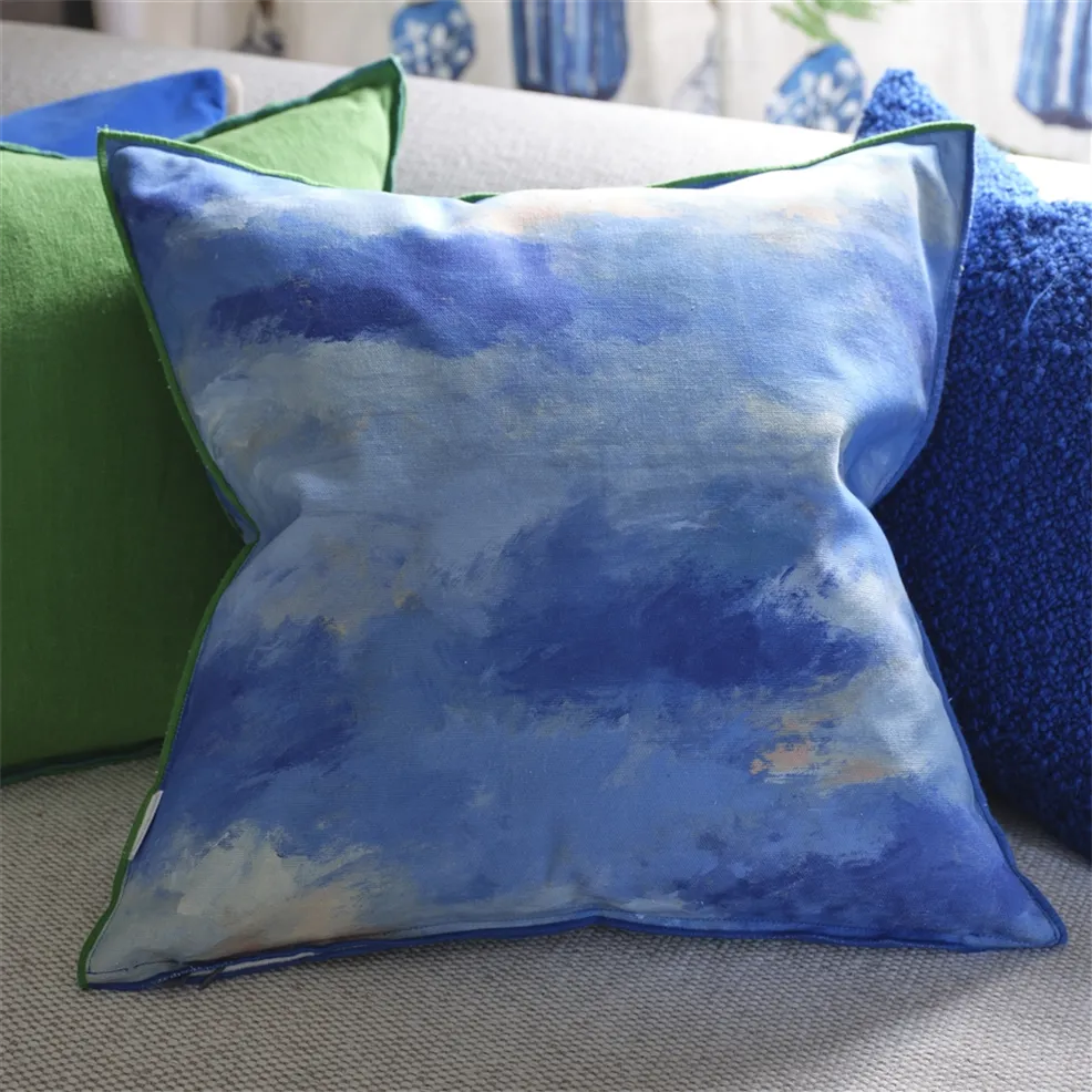 Matsu Cobalt Cushion | Abstract Oriental Pine Tree Print