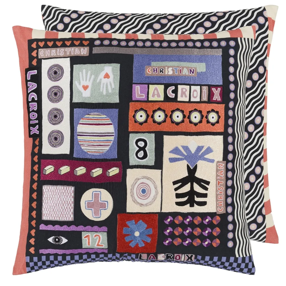 Blocnote Mosaique Cushion | Embroidered Cotton Sateen