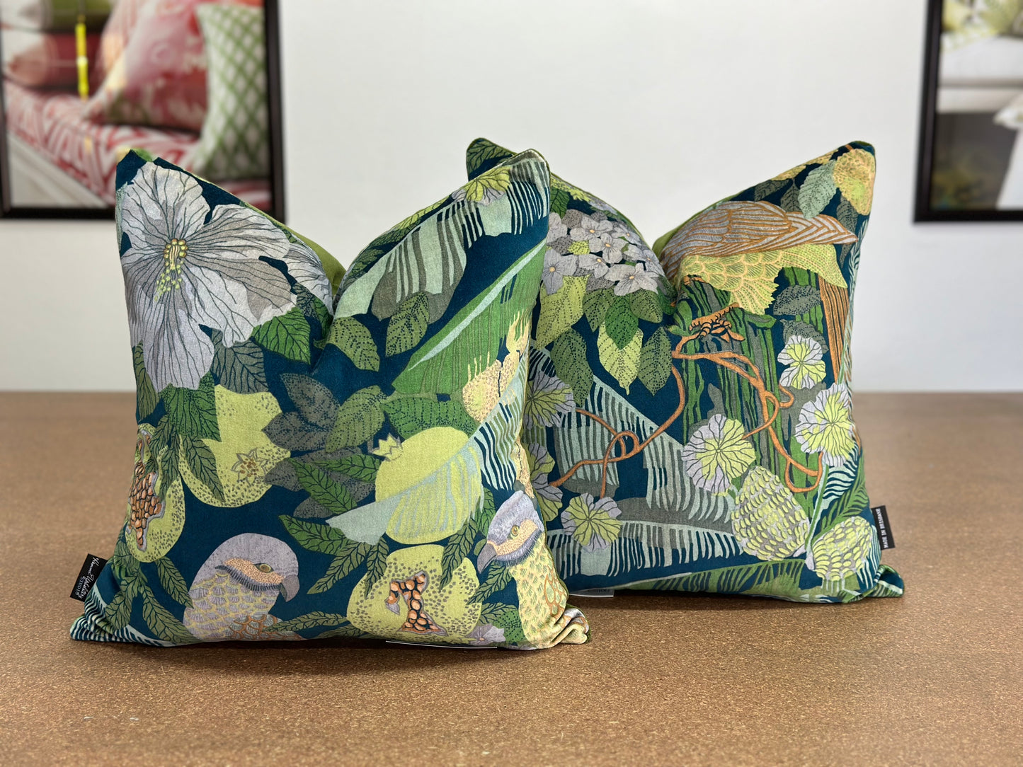 Morris Original Lumbar Cushion | Floral Green & Gold Design
