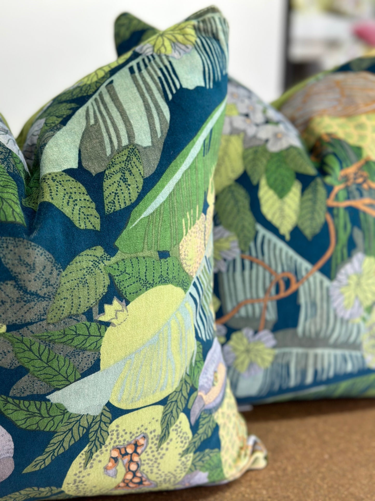 Morris Original Lumbar Cushion | Floral Green & Gold Design