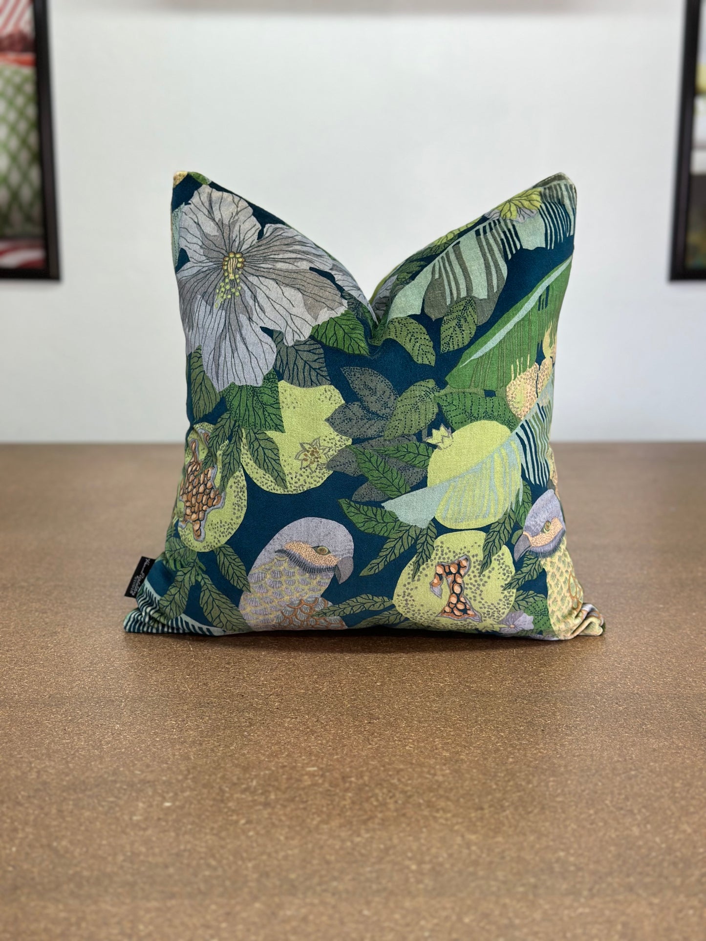 Morris Original Lumbar Cushion | Floral Green & Gold Design