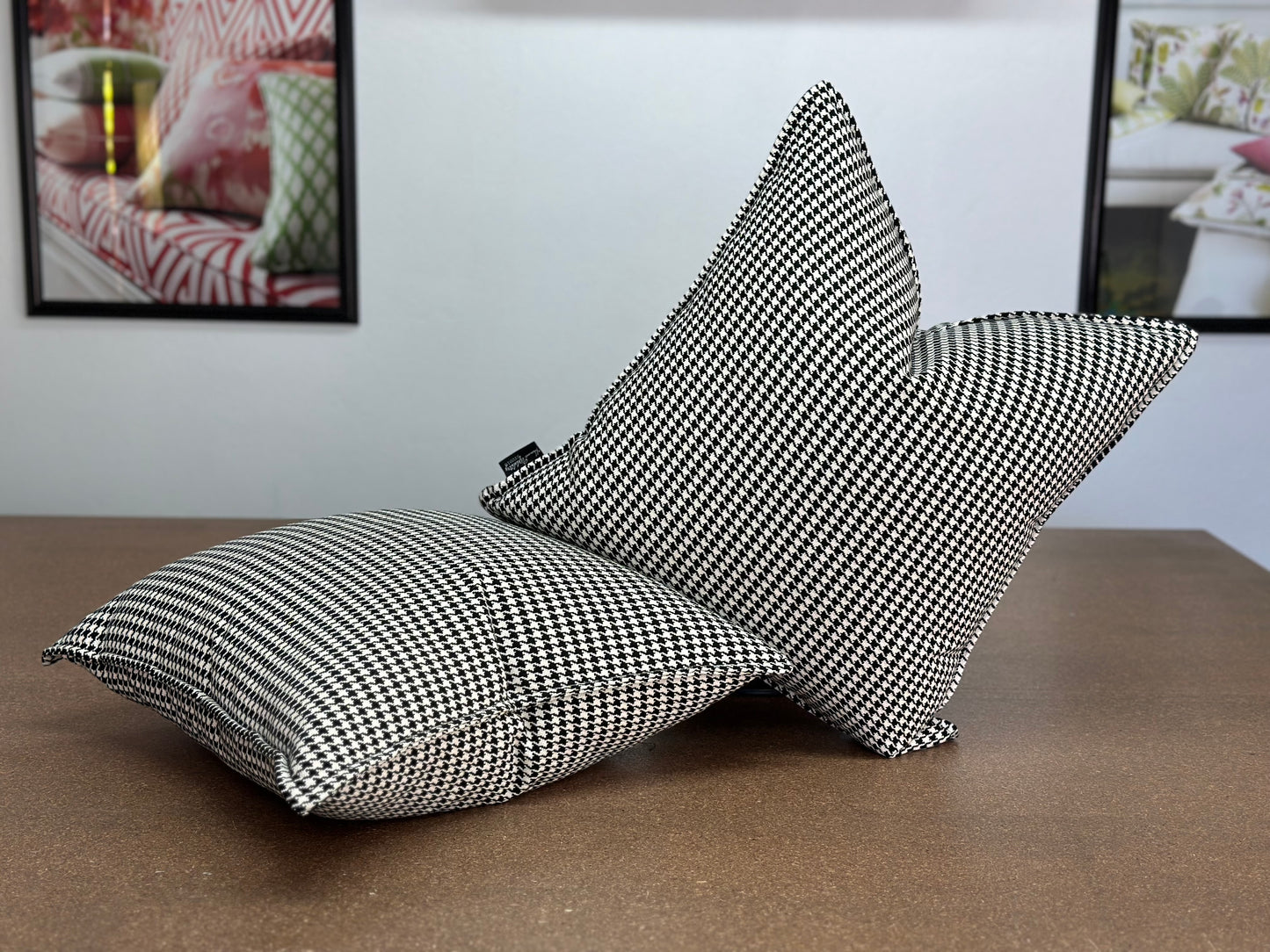 Curacao Black and White Checkered Cushion