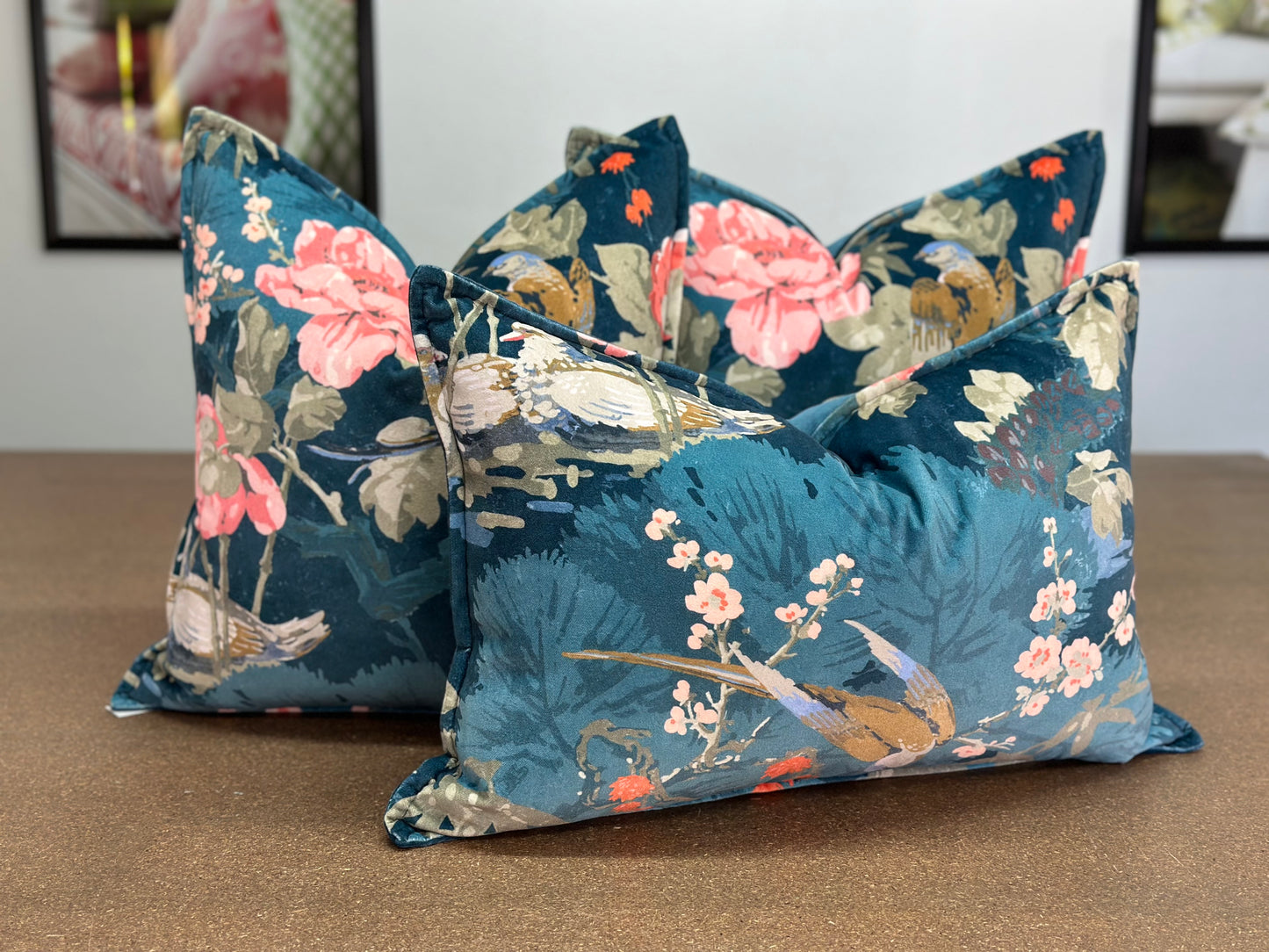 On the River Cushion | Linwood Velvet Marine