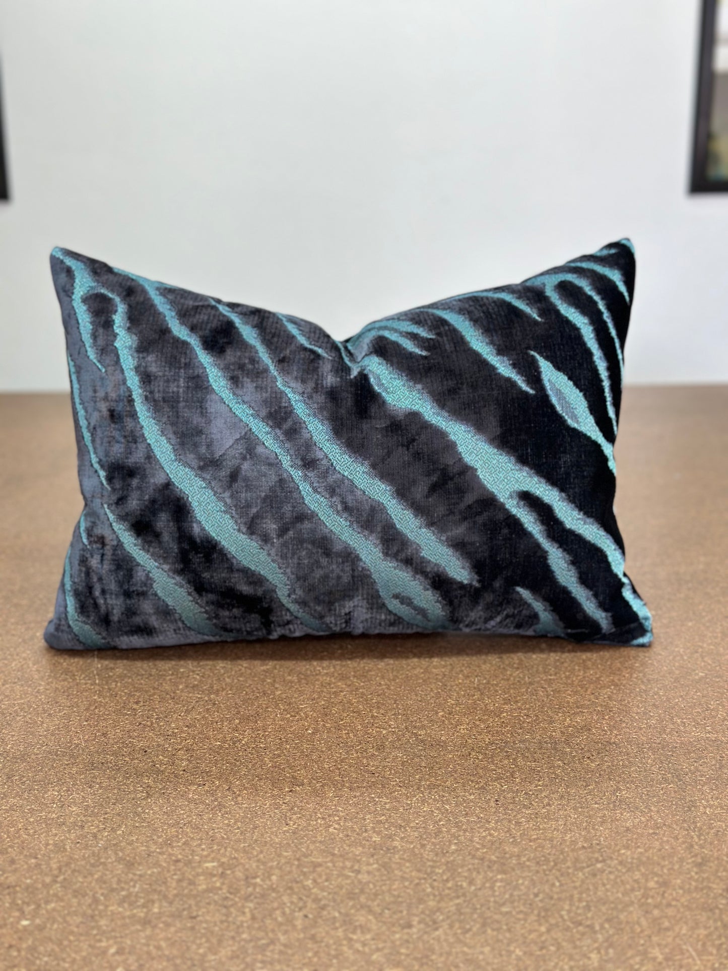 Bengal Tiger Lumbar Velvet Cushion | Luxurious Tiger Stripe Design