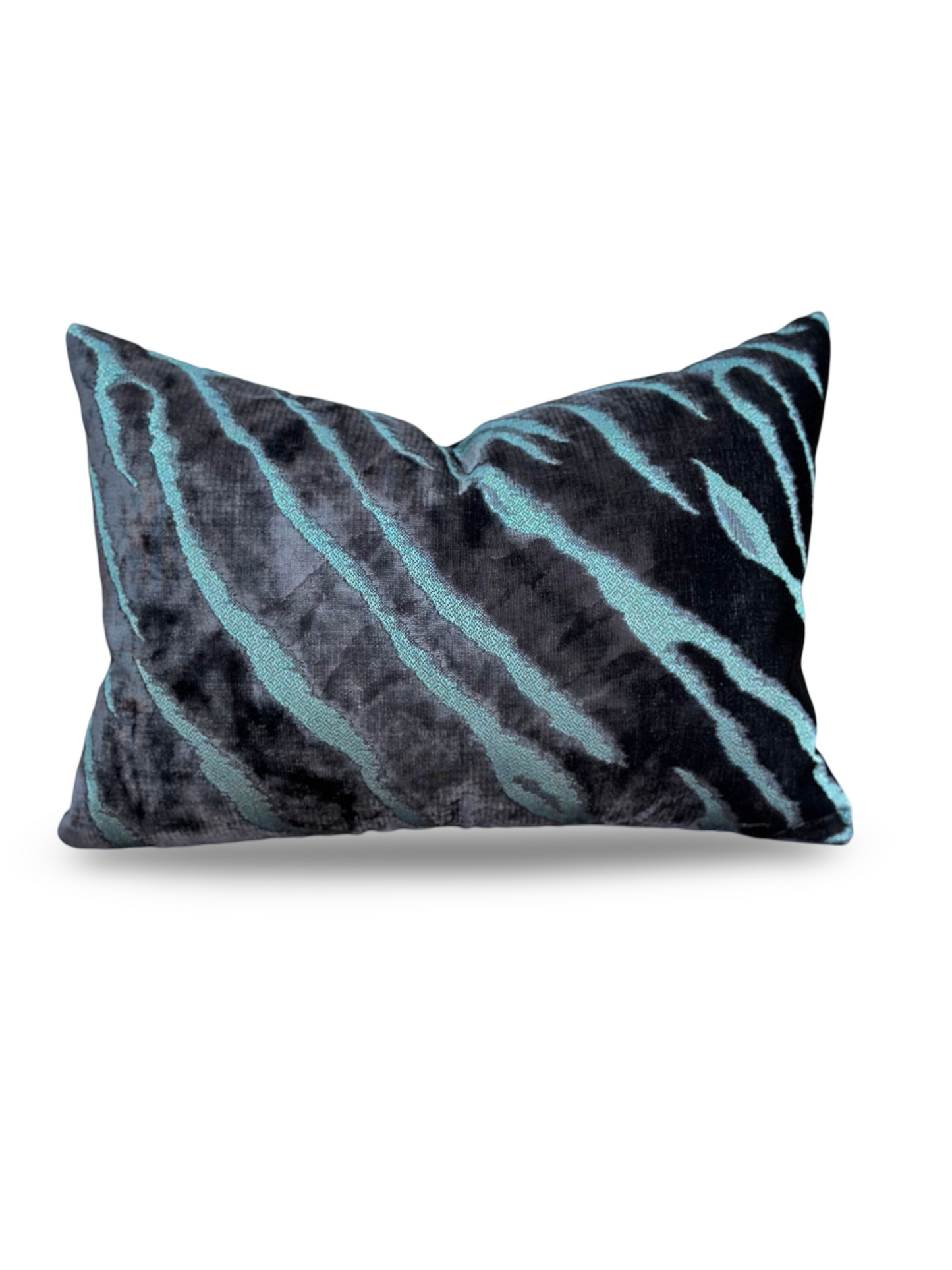 Bengal Tiger Lumbar Velvet Cushion | Luxurious Tiger Stripe Design