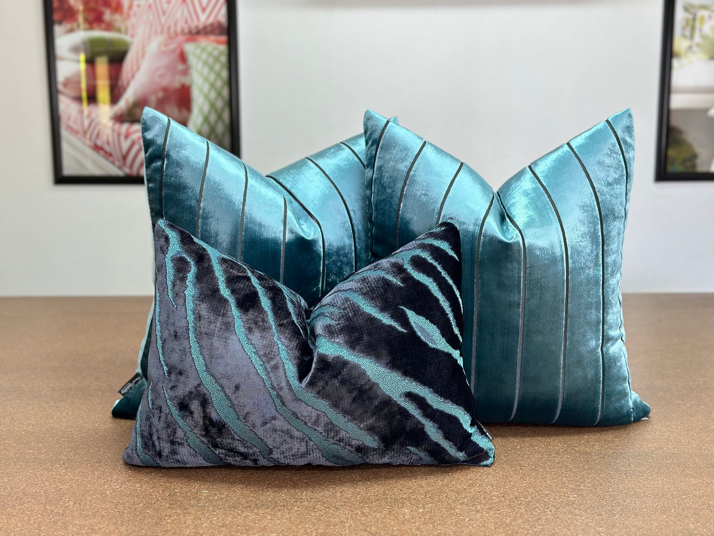 Brillante Square Velvet Cushion | Luxury Blue Velvet Cushions