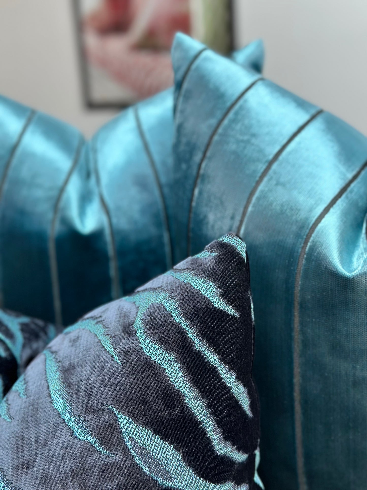 Brillante Square Velvet Cushion | Luxury Blue Velvet Cushions
