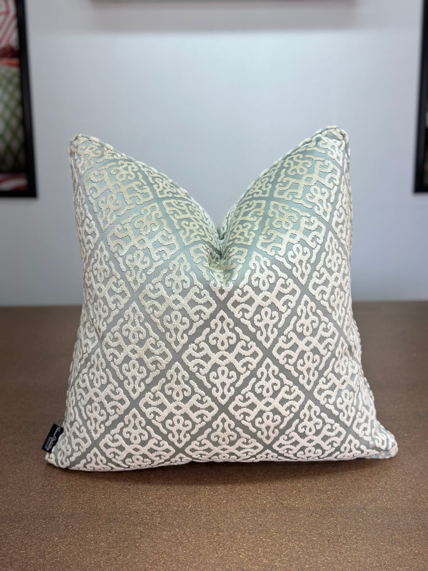 Diamond Grey and White Velvet Cushion | Luxurious Designer Cushion