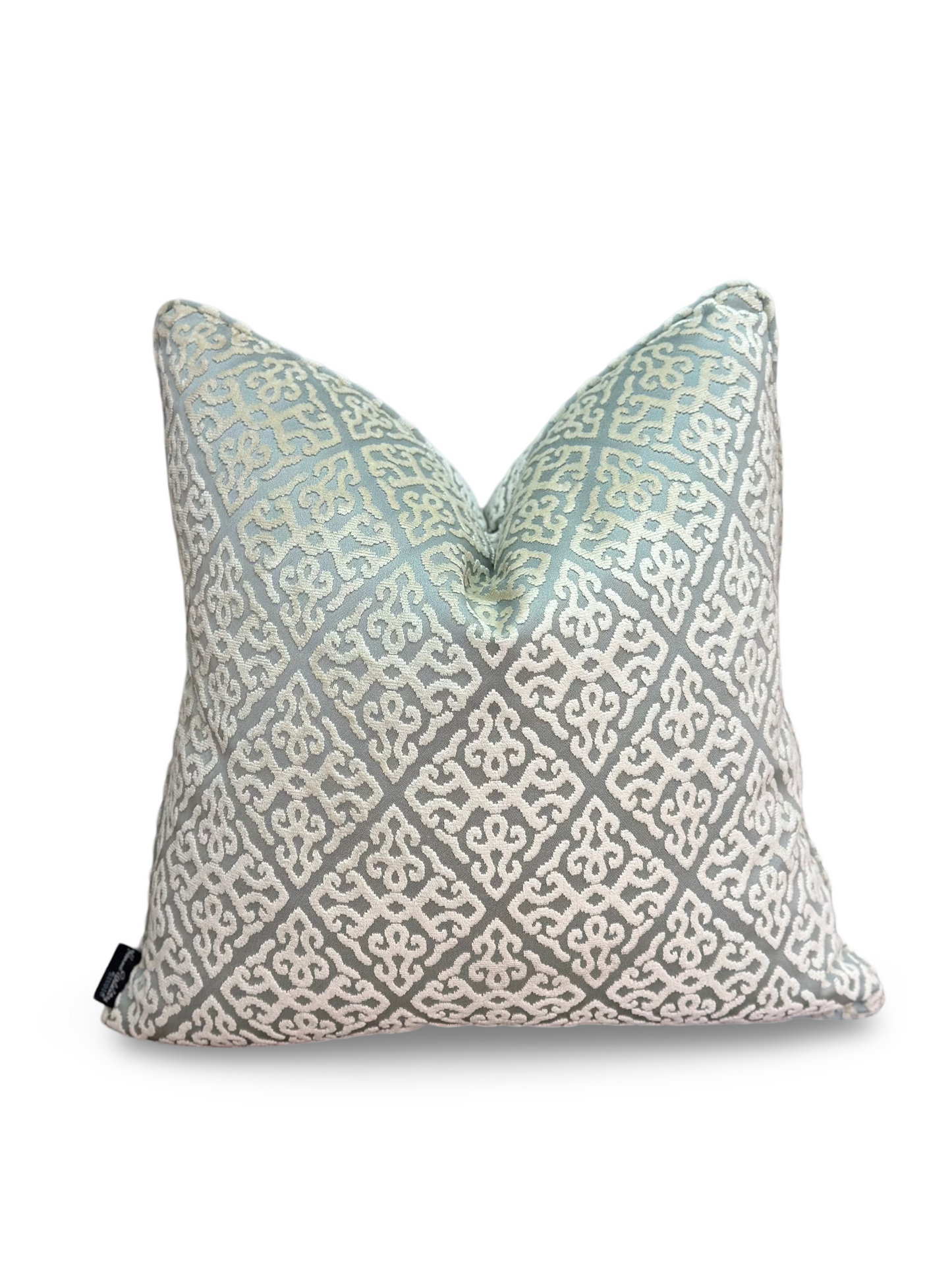 Diamond Grey and White Velvet Cushion | Luxurious Designer Cushion