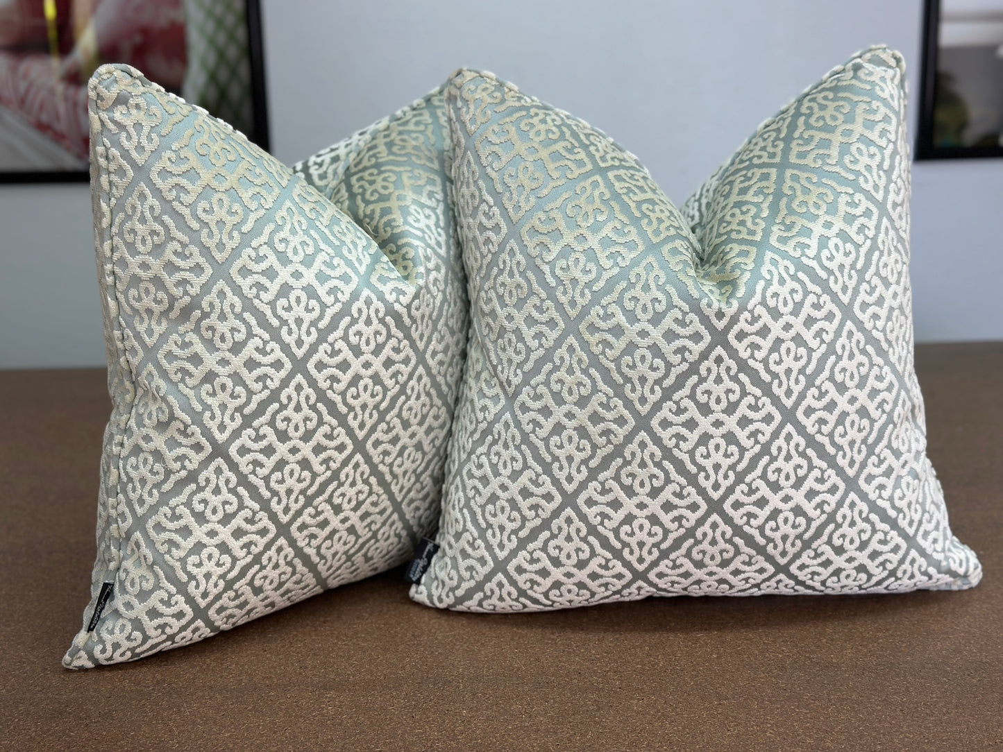 Diamond Grey and White Velvet Cushion | Luxurious Designer Cushion