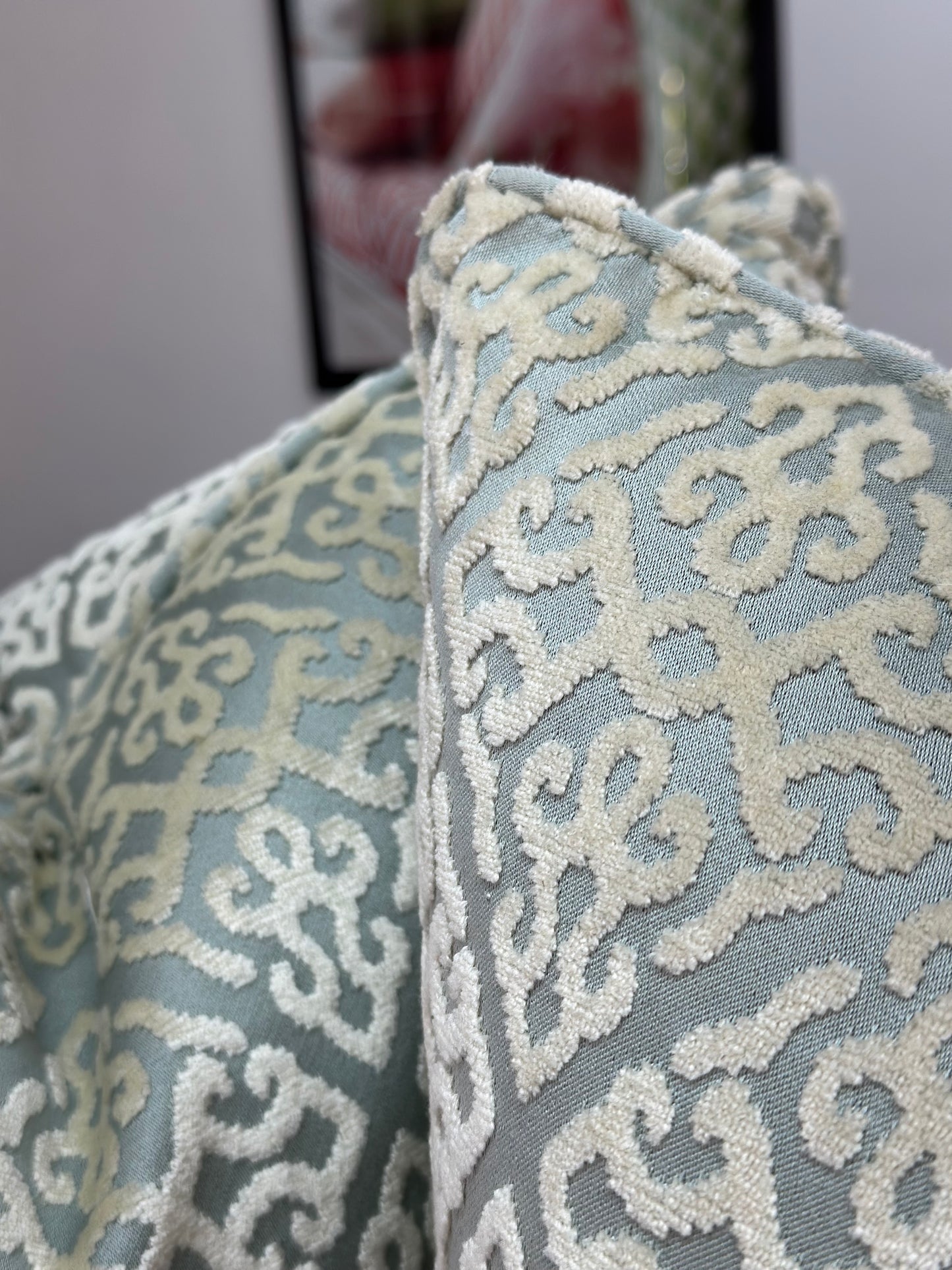 Diamond Grey and White Velvet Cushion | Luxurious Designer Cushion