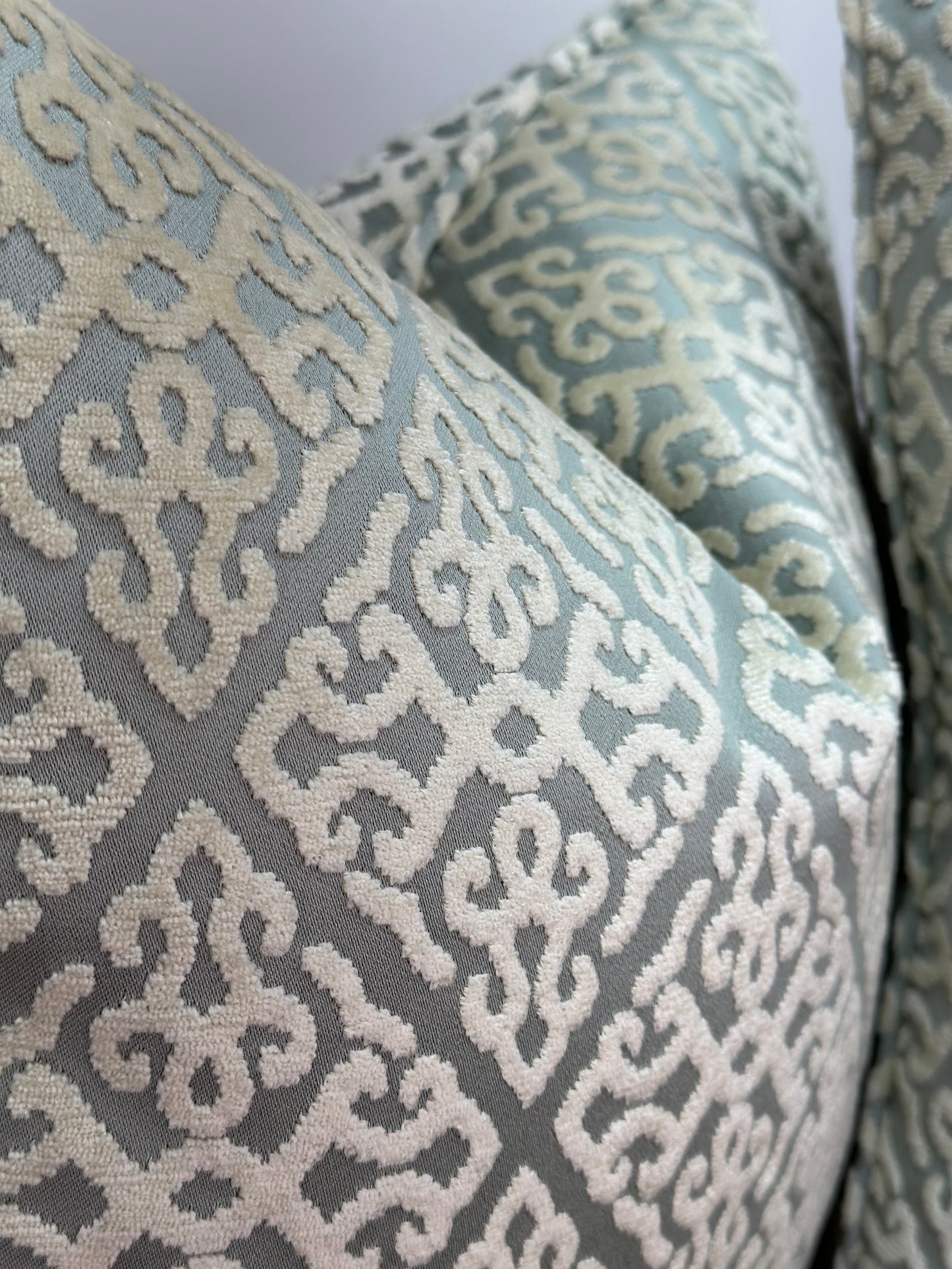 Diamond Grey and White Velvet Cushion | Luxurious Designer Cushion