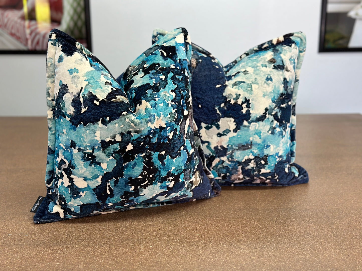 Sophy Velvet Cushion | Printed Velvet with Flange Edge Detail