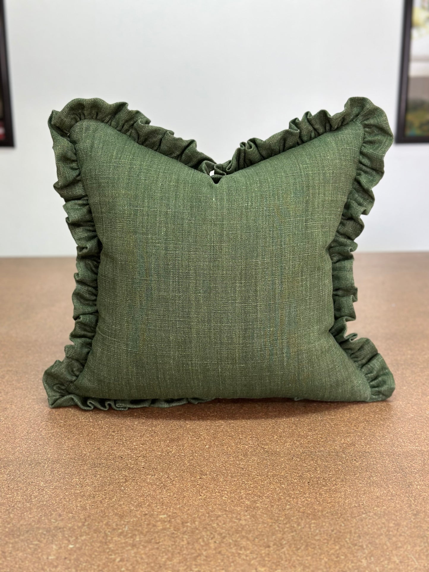 Rockbird Cushion | Printed Linen with Stonewashed Linen Ruffles