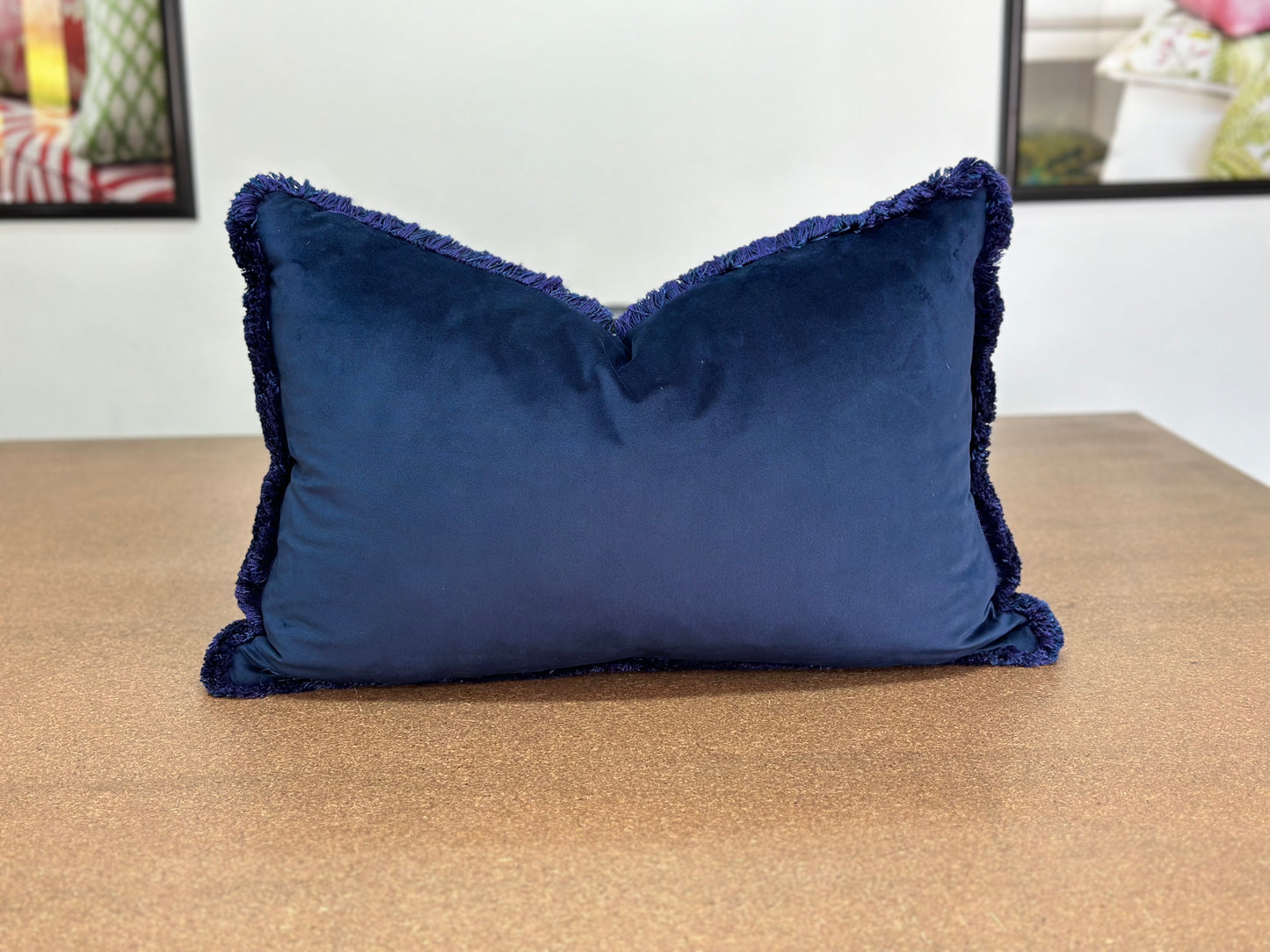 Tutti Frutti Cushion | Embroidered Design with Navy Velvet Back