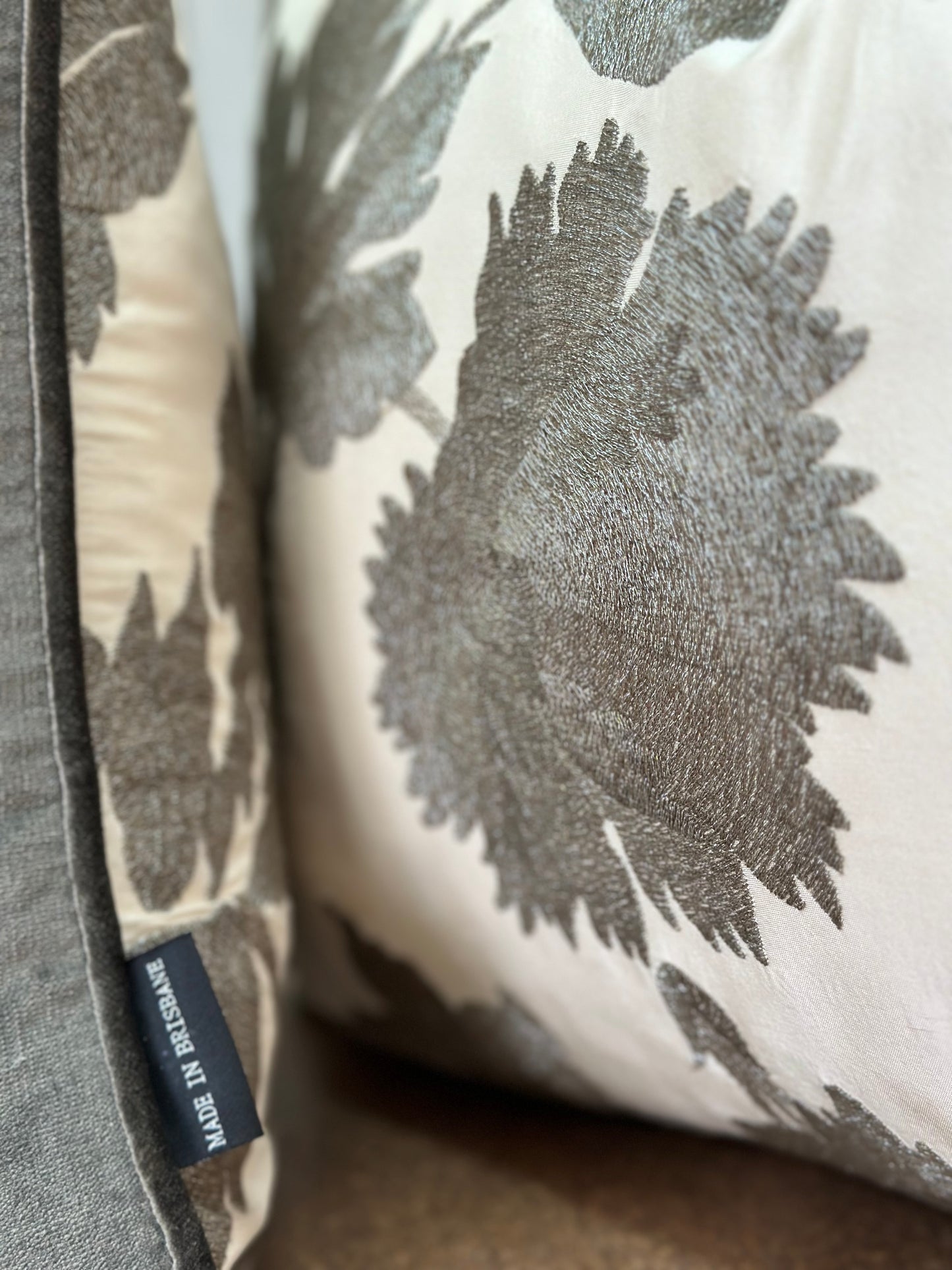 Avalon Embroidered Lumbar Cushion | Floral Silk Design