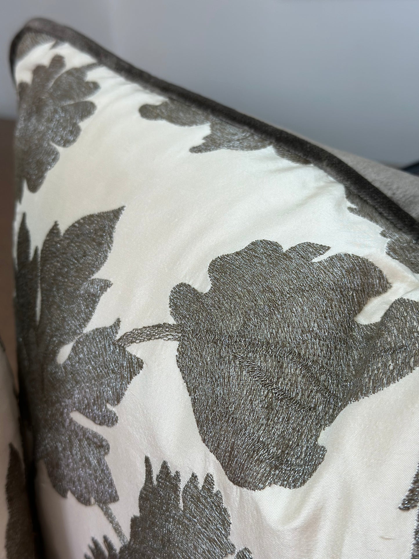 Avalon Embroidered Lumbar Cushion | Floral Silk Design