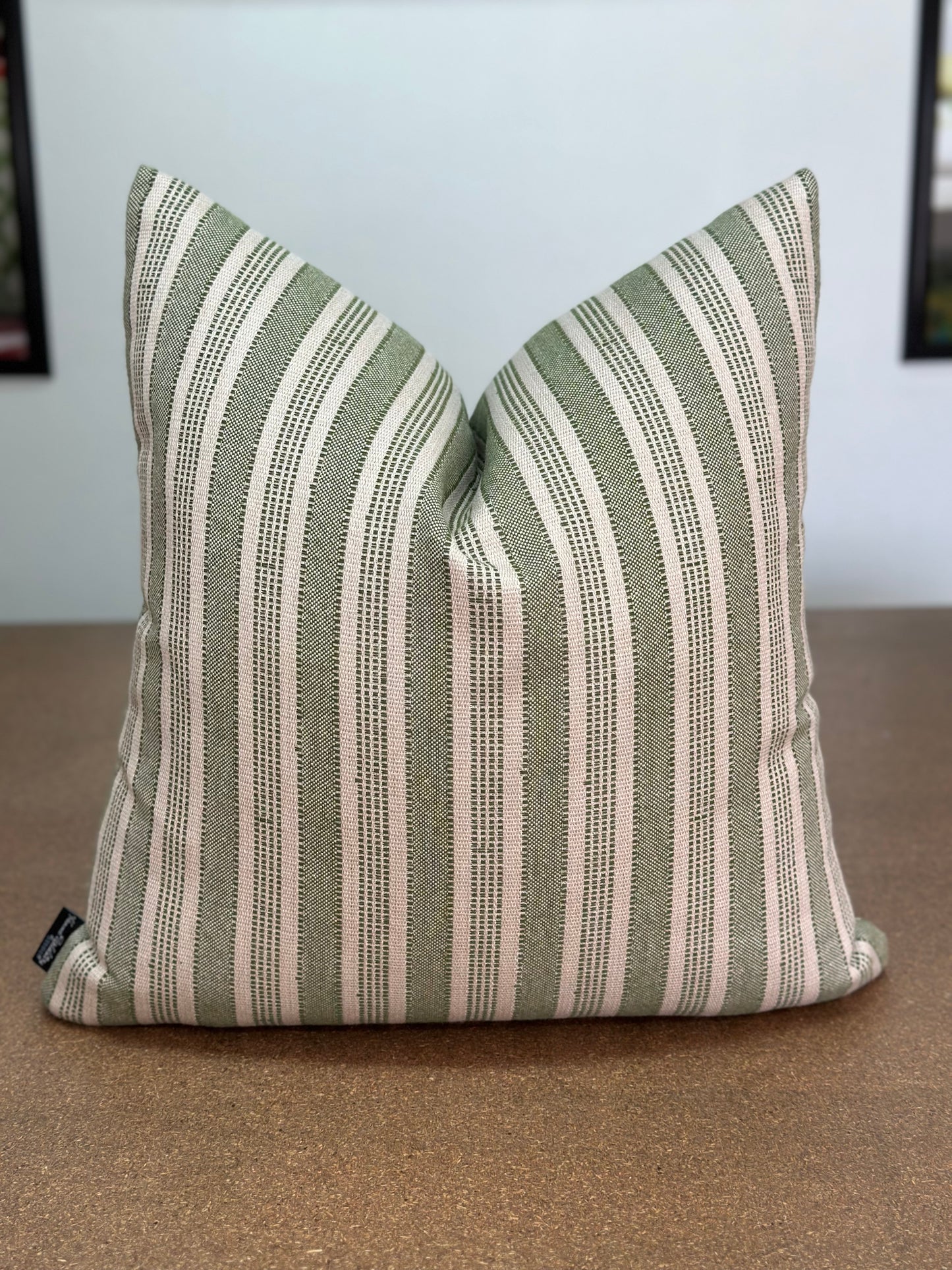 Amida Cushion | Peter Dunham Green Woven Fabric with Roll Over Edge