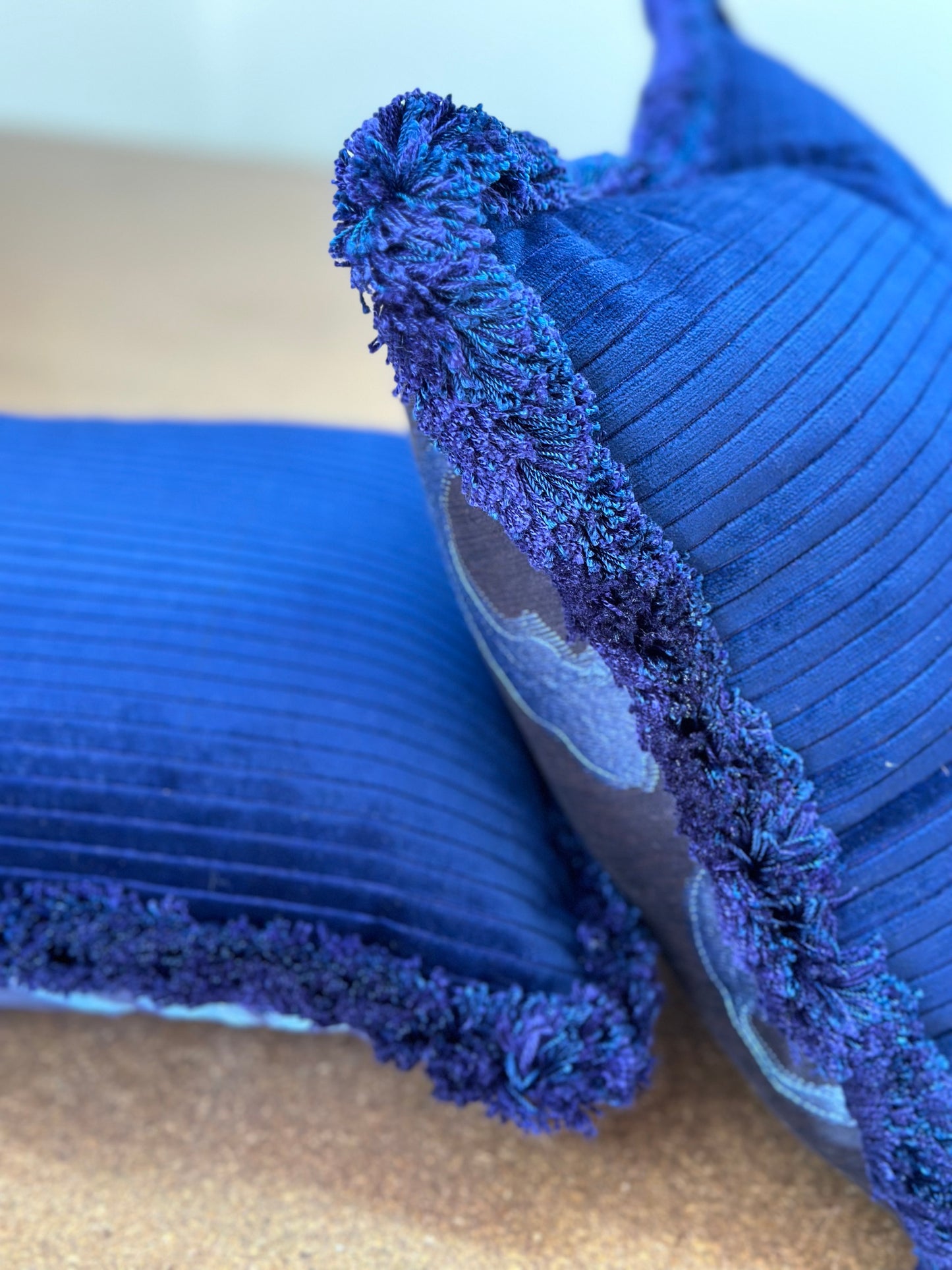 Damask Navy Blue Lumbar Cushion