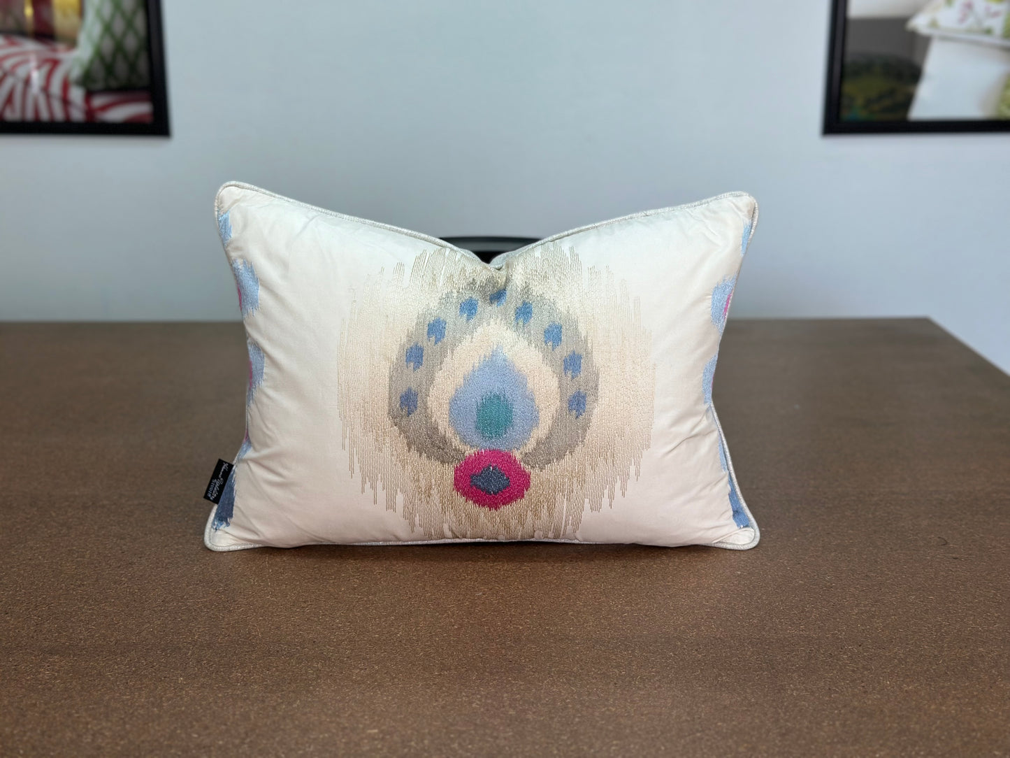 Flame Embroidered Lumbar Cushion