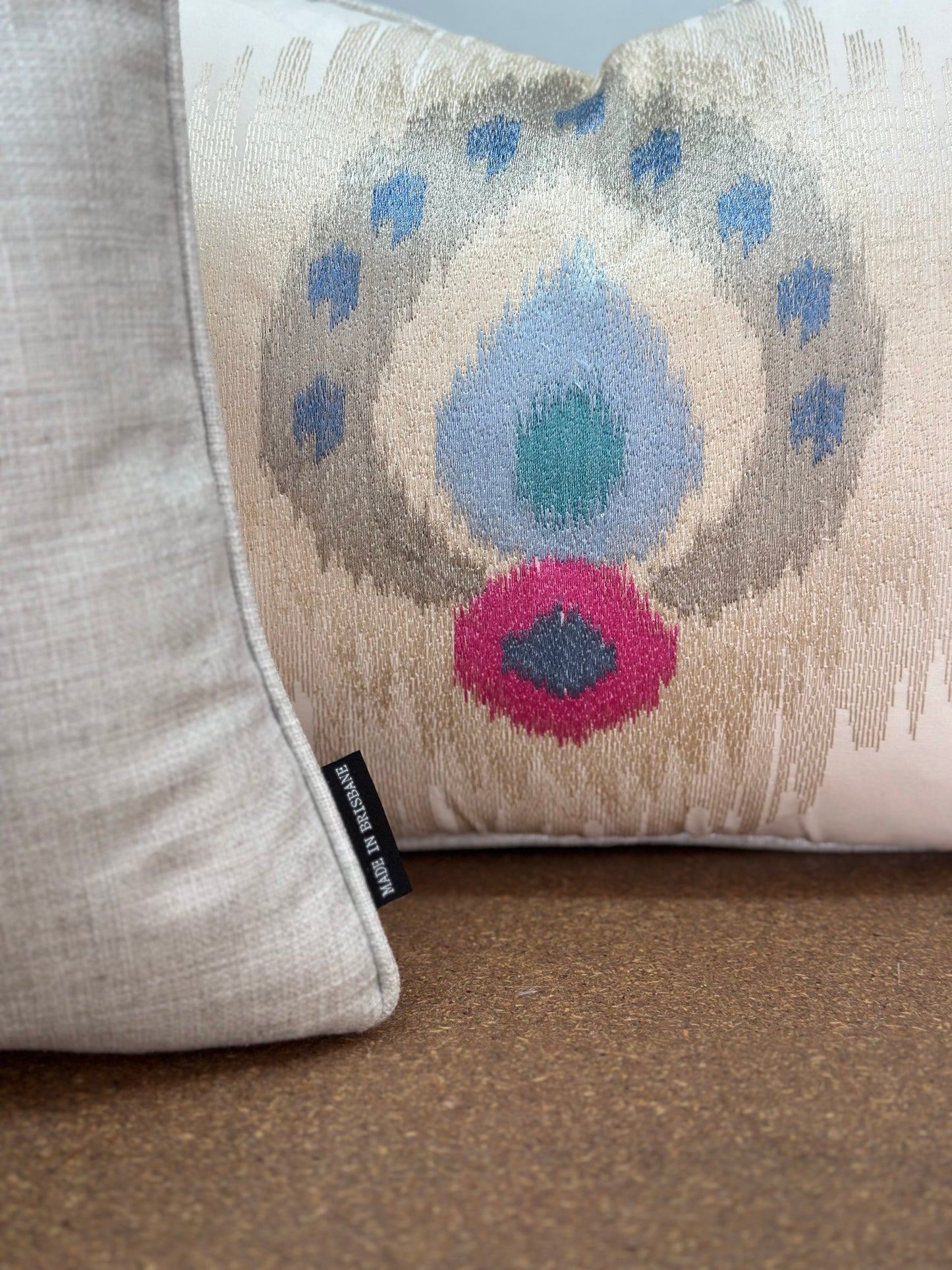 Flame Embroidered Lumbar Cushion