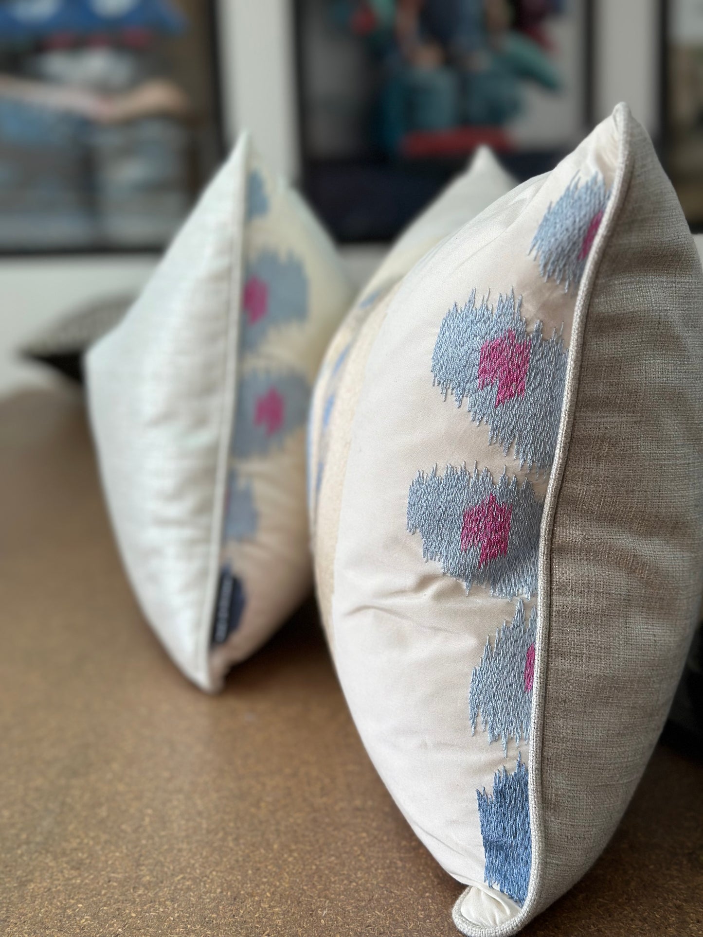 Flame Embroidered Lumbar Cushion