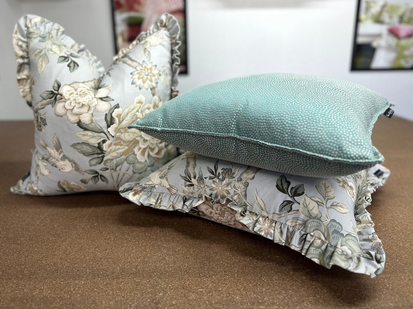 Sesia Cushion | Turquoise Designers Guild Fabric with Flange Edge