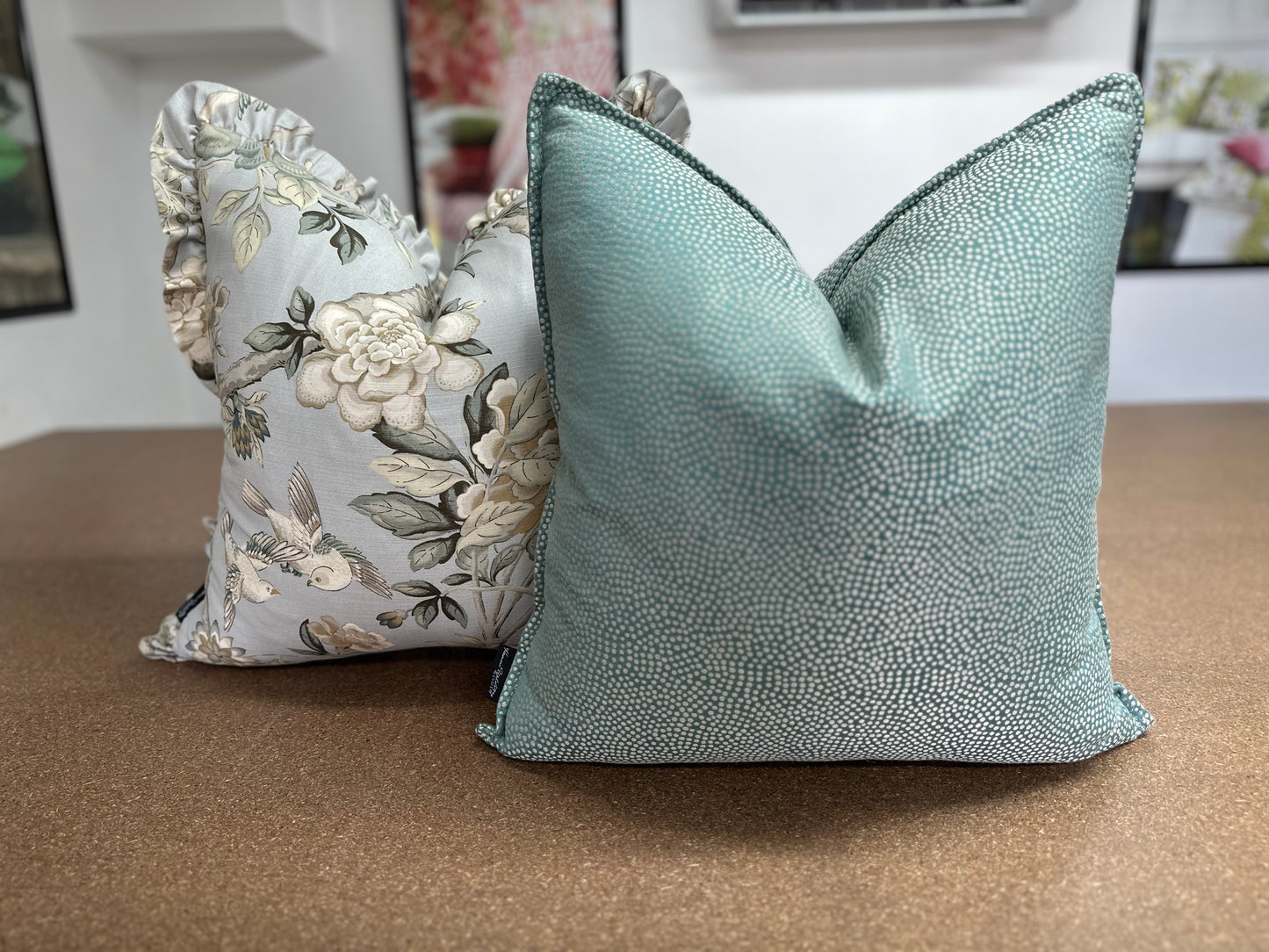 Sesia Cushion | Turquoise Designers Guild Fabric with Flange Edge