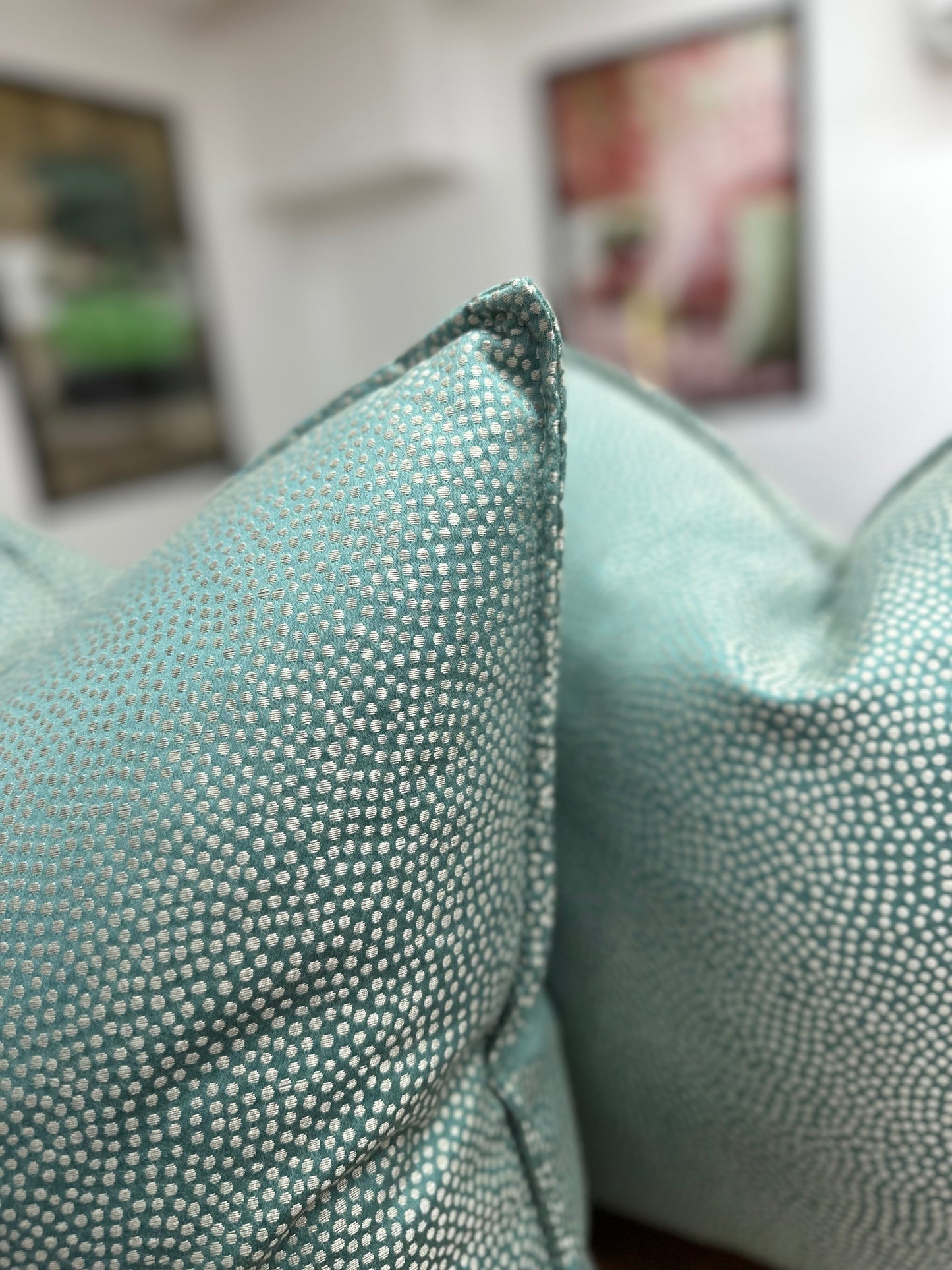 Sesia Cushion | Turquoise Designers Guild Fabric with Flange Edge