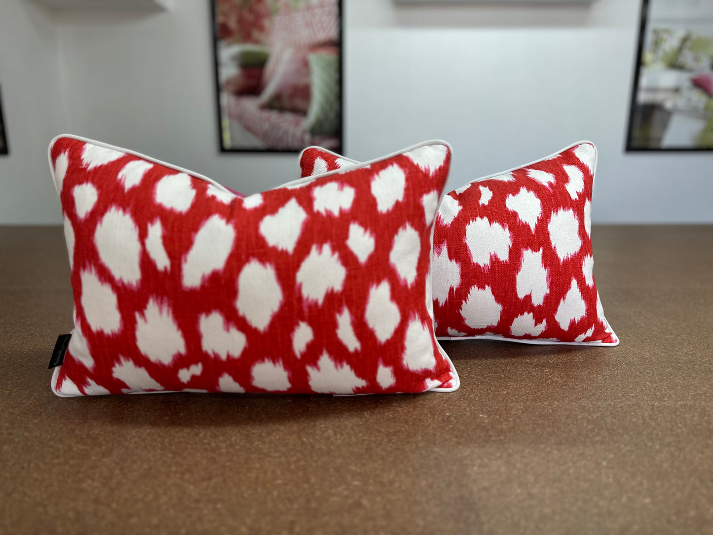 Leokat Lumbar Cushion | Kate Spade Print with Pink Velvet Backing