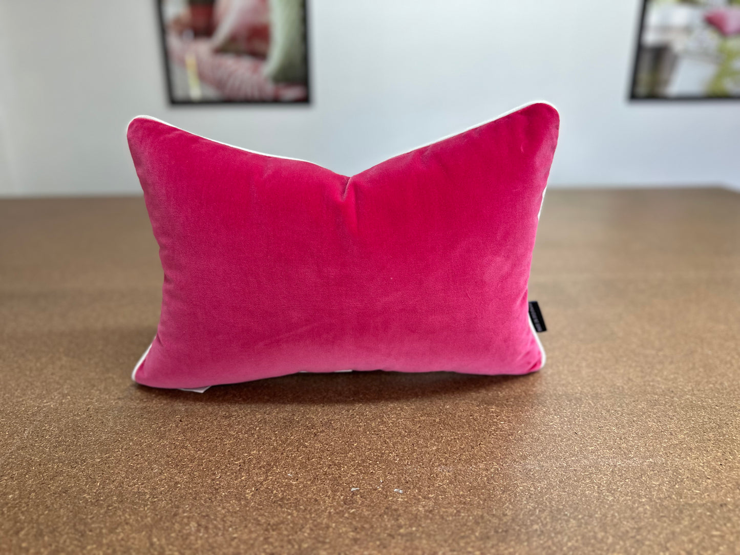Leokat Lumbar Cushion | Kate Spade Print with Pink Velvet Backing