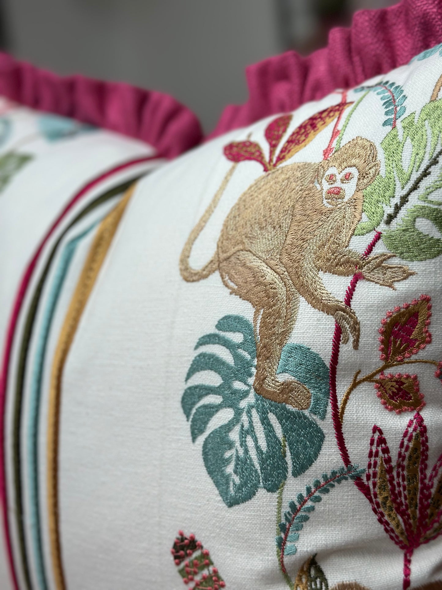 Monkey Magic Embroidered Cushion