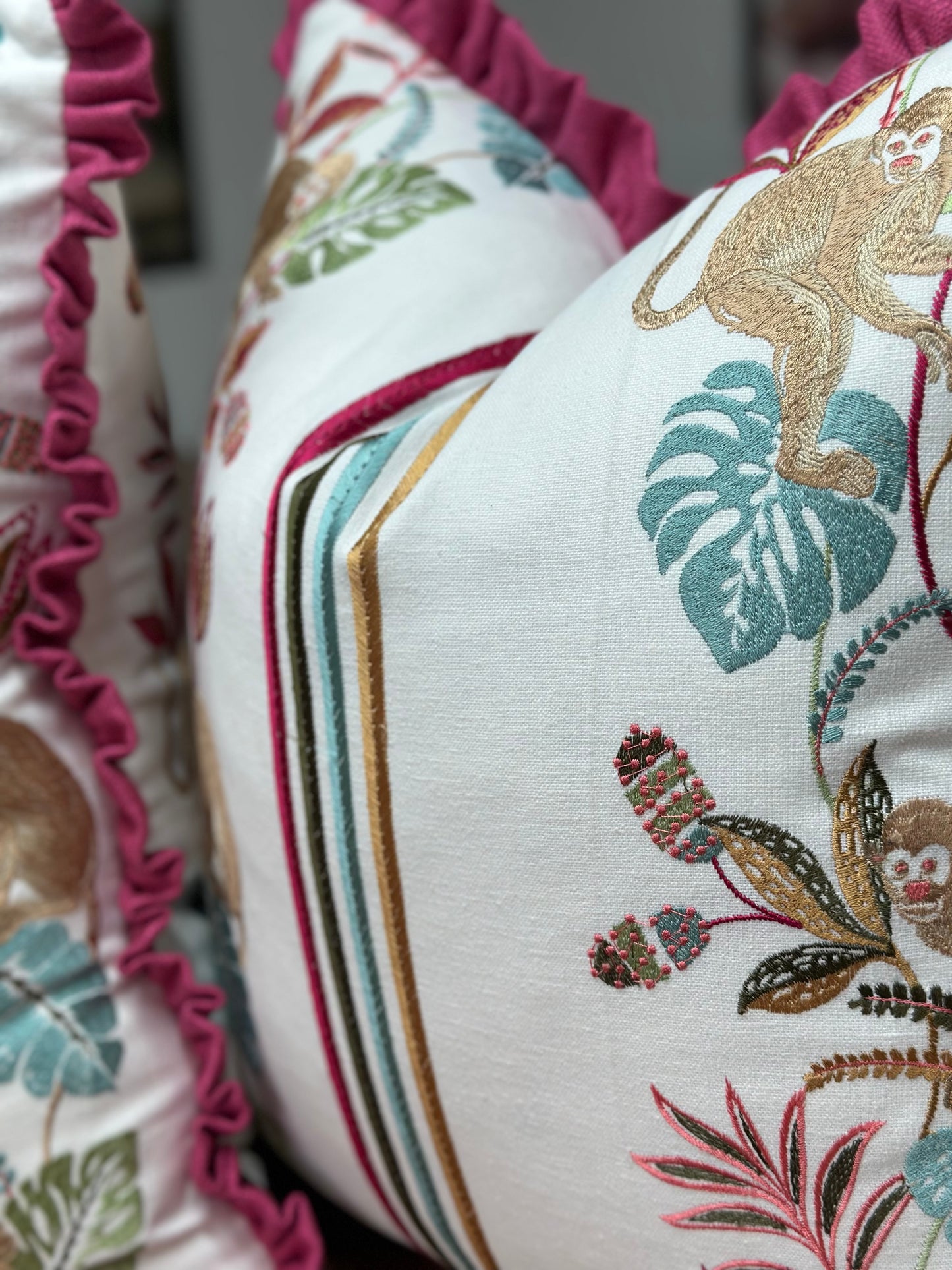 Monkey Magic Embroidered Cushion