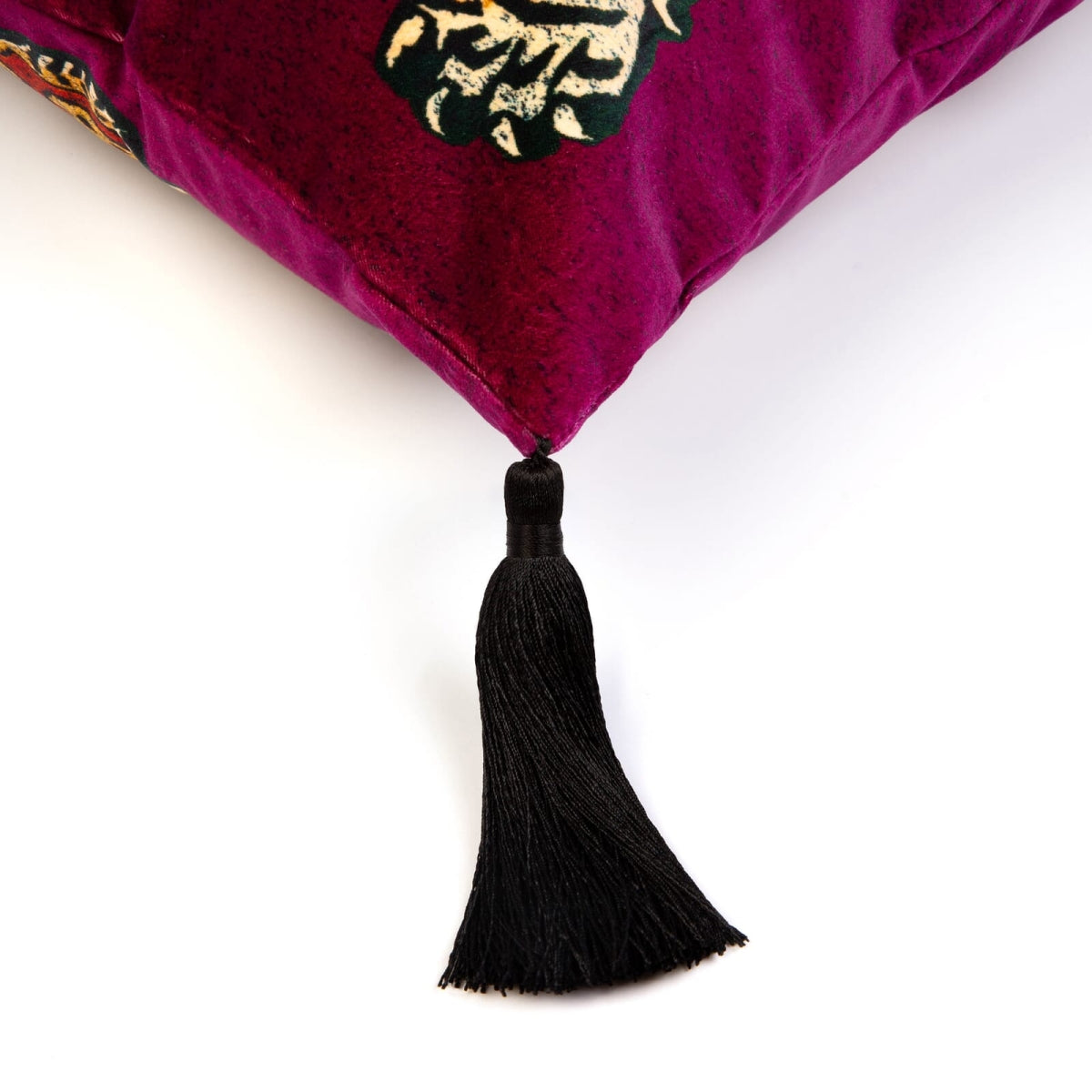 Saber Medium Velvet Cushion with Tassels | House of Hackney