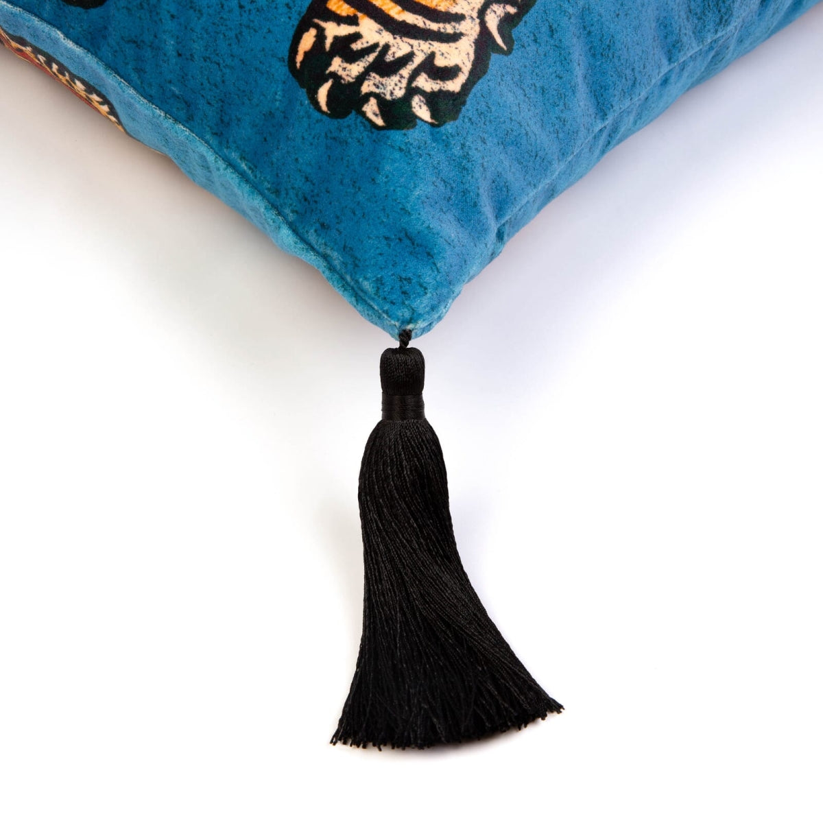 Saber Medium Velvet Cushion with Tassels | House of Hackney