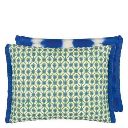 Jaal Outdoor Cushion | Printed Canvas with Fringe Trim