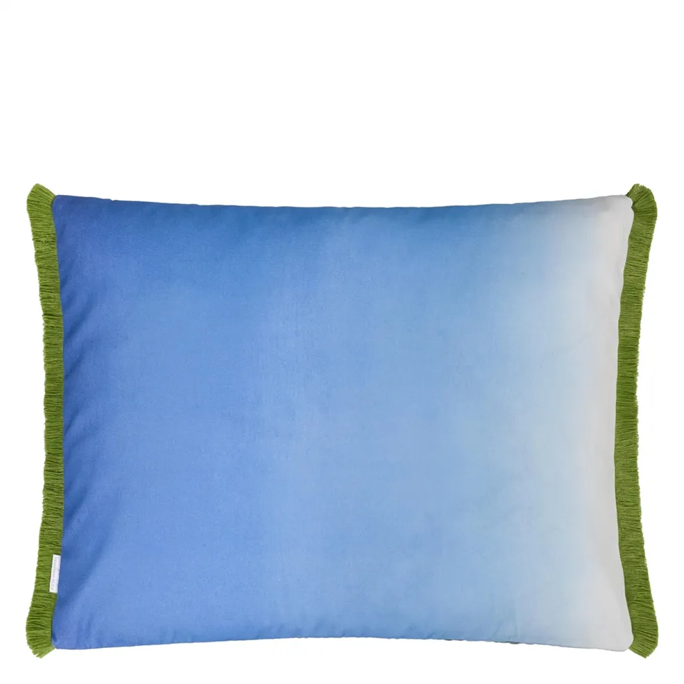 Giardino Segreto Outdoor Cushion | Leafy Print with Grass Green Fringe