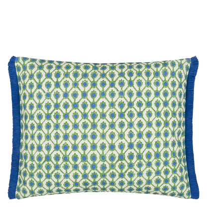 Jaal Outdoor Cushion | Printed Canvas with Fringe Trim