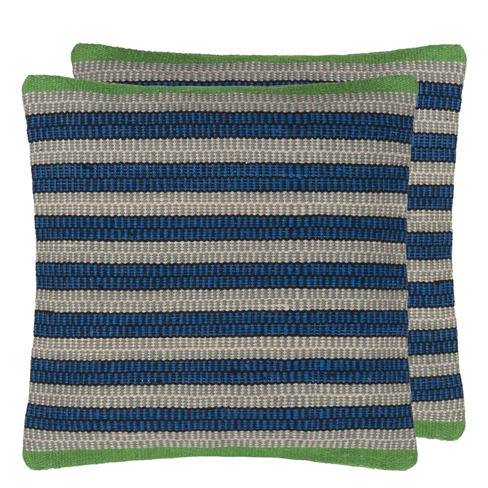 Muara Outdoor Cushion | Dynamic Striped Weave in Cobalt Blue