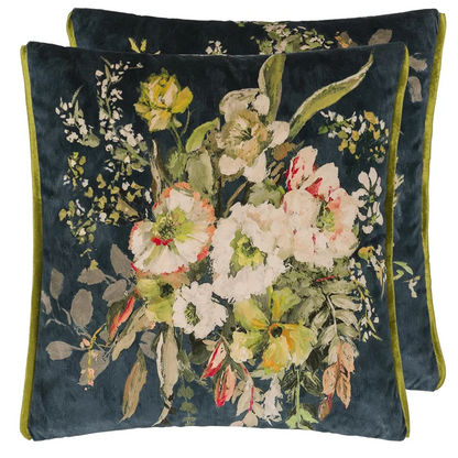 Margaretta Velours Cushion | Luxurious Floral Velvet Design