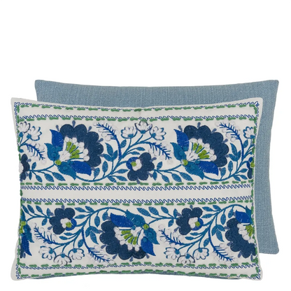 Enamel Flower Cushion | Embroidered Graphic Floral Bands