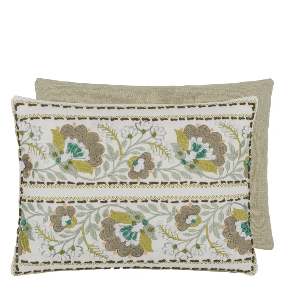 Enamel Flower Cushion | Embroidered Graphic Floral Bands