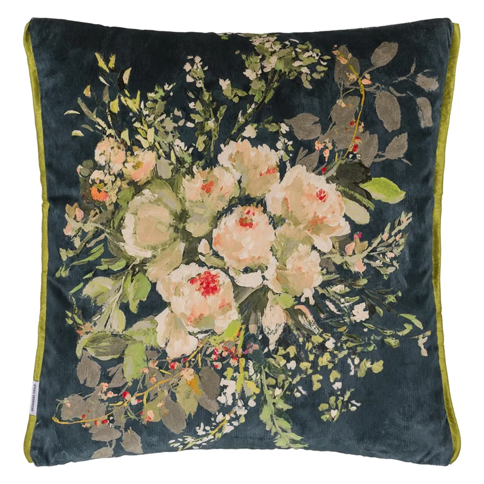 Margaretta Velours Cushion | Luxurious Floral Velvet Design