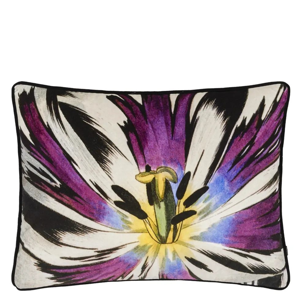 Eclosion Agate Velvet Cushion | Botanical Illustration